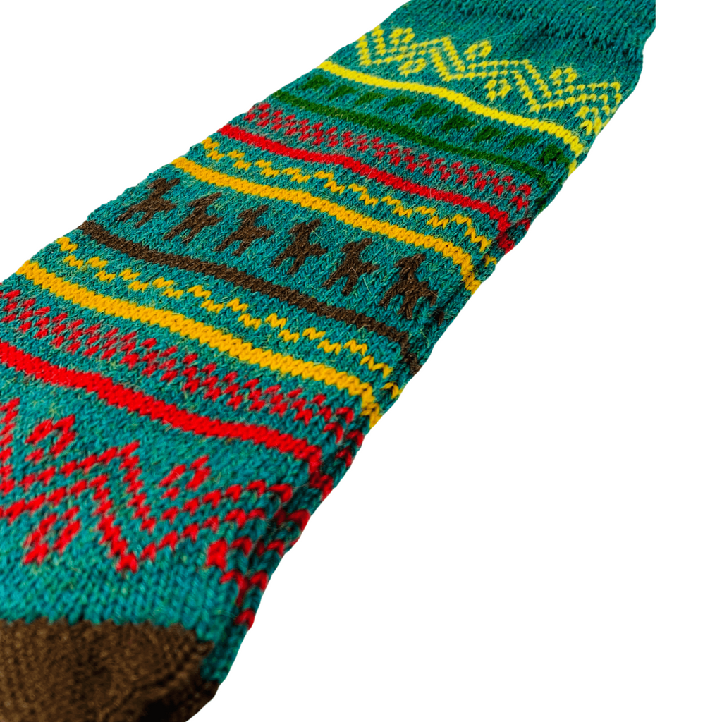 Knitted Llama Pattern Socks Green