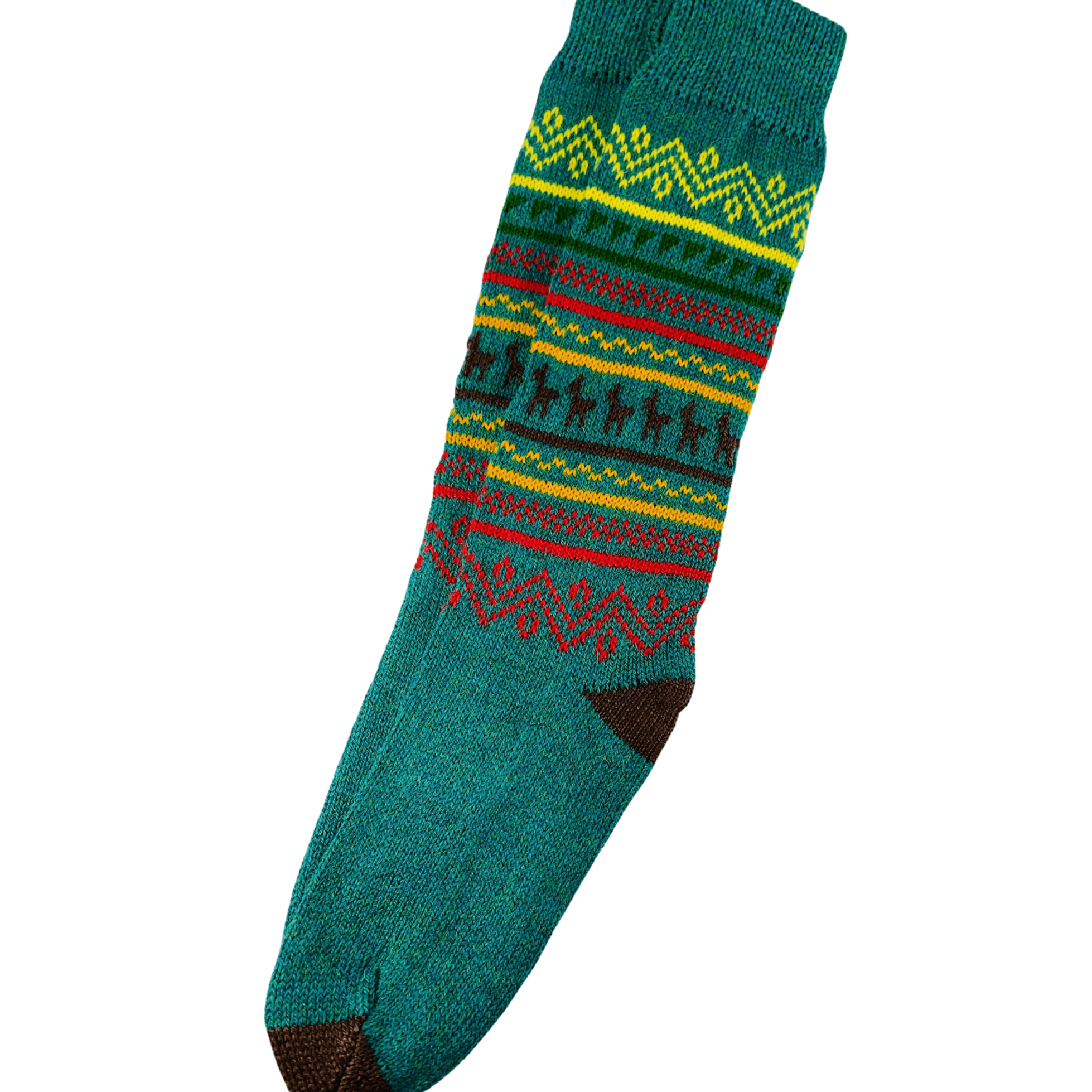 Llama Pattern Socks Green