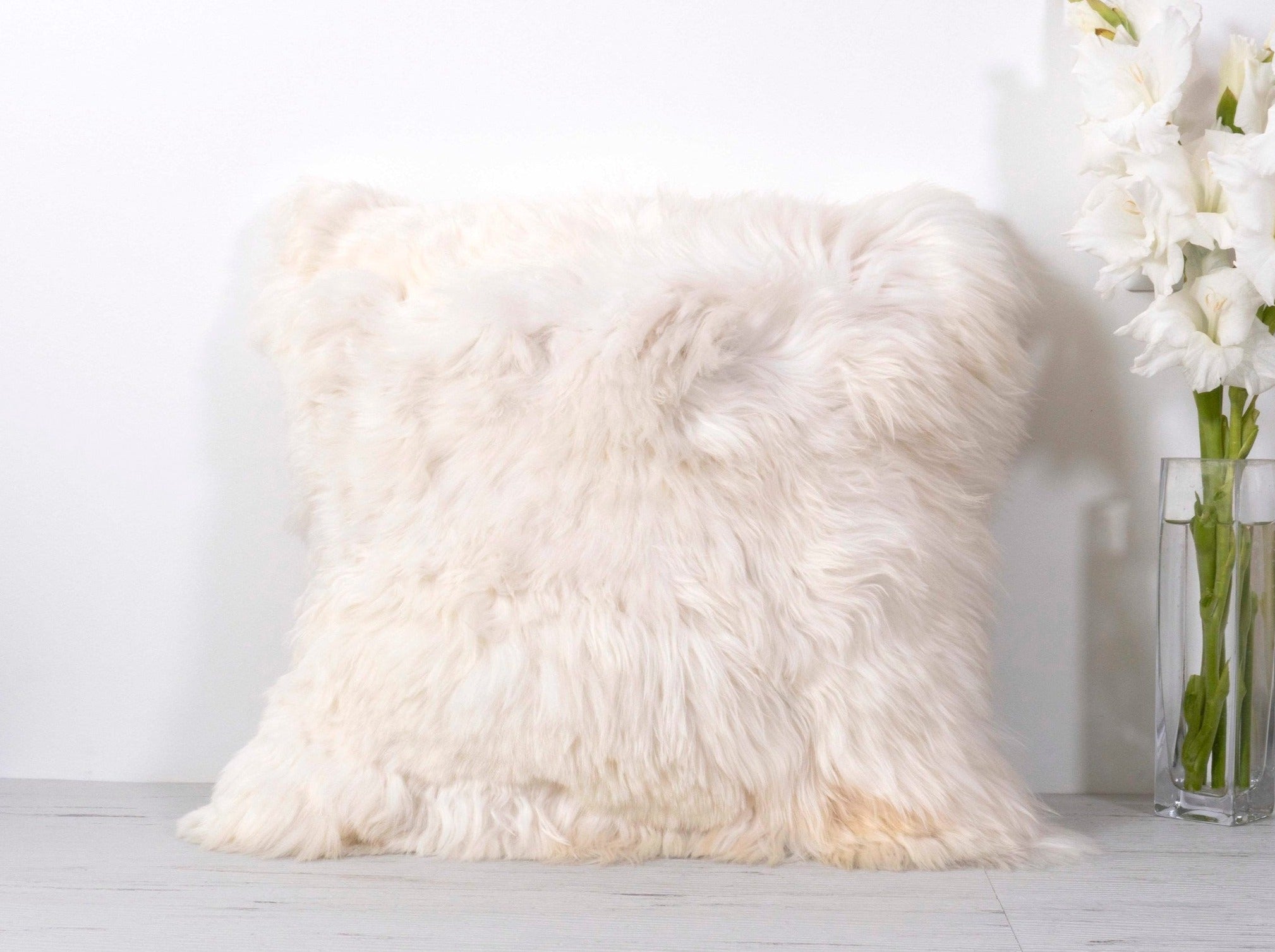 Baby Alpaca Fur Brown Throw Pillow Cover- Size 16 X 16