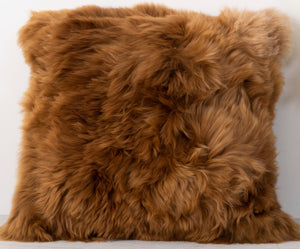 Baby Alpaca Fur Beige Throw Pillow Cover- Size 16 X 16