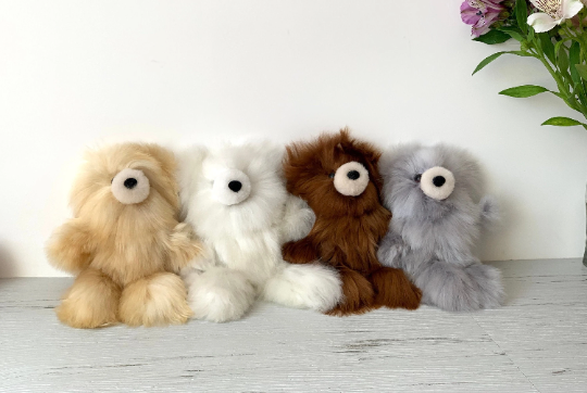 Handmade Teddy Bear Grey- Baby Alpaca Fur