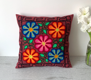Embroidered Floral Throw Pillows Cover